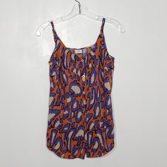 CAbi Isla Animal Print Cami Button Front Orange Purple Viscose 5040 Small - Picture 7 of 10